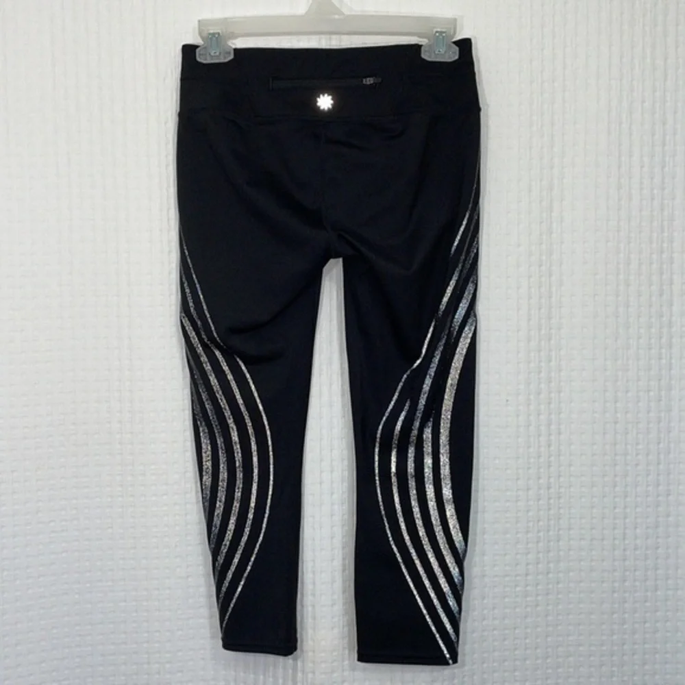 Athleta Black Leggings with Gray Stripes - Picture 7 of 9